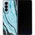 Aqua Blue Marble Ink Galaxy Z Fold4 5G Skin